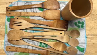 Caring for your wooden kitchen wear  Oiling Wooden Spoons [upl. by Gylys]