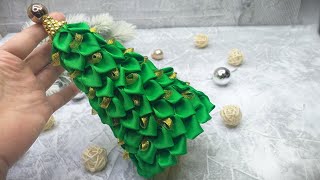 How to Make a Christmas Tree from Ribbons  StepbyStep Guide 🎄 [upl. by Pelmas391]