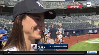 Caitlin Clark on the field at Yankee Stadium [upl. by Llewsor]