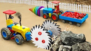 Diy tractor making mini Saw Rock Breaking Moutain  Driliing Machine transporting Fruits  HP Mini [upl. by Gearalt455]