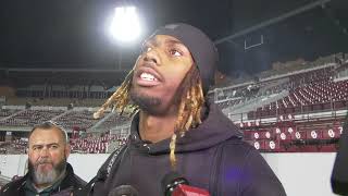 Oklahoma LB Dasan McCullough post practice Missouri Week  1152024 [upl. by Ashjian778]