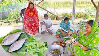 মায়ের হাতে ইলিশ মাছ ভাপা সাথে ইলিশ মাছের মাথা দিয়ে লাউশাক রান্না  hilsha fish recipe [upl. by Altman563]