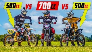 700cc 2 Stroke vs 500cc Dirt Bikes  DRAG RACE [upl. by Sil]