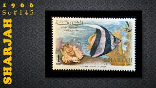 【Sharjah】1966 Sc145 Longfin Bannerfish Heniochus acuminatus [upl. by Rosner]