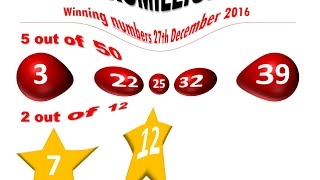 Euromillions  Euromillionen Zahlen Dienstag 27122016 [upl. by Ossie]