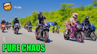 WORLDS FASTEST SUPERBIKES TAKEOVER THE HIGHWAY 😈  M1000rr Ninja H2 R1 ZX10 RSV4 Panigale V4R [upl. by Black551]