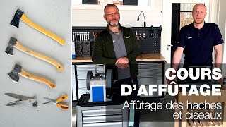 Affûtage des haches et ciseaux  Partie 2  Cours daffûtage Tormek en direct [upl. by Aneehs]