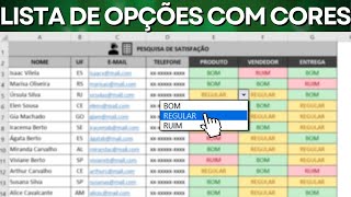 Como Criar uma Lista de Opções com Cores Automáticas  Automatizar Tarefas dia a dia no Excel [upl. by Nylinnej]