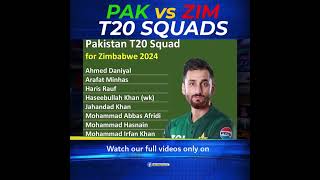 Pakistan T20 squad vs Zimbabwe 2024 cricket [upl. by Berghoff754]