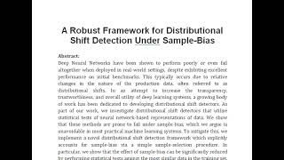 A Robust Framework for Distributional Shift Detection Under Sample Bias [upl. by Freytag181]