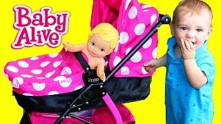 BABY STROLLER Toy Review Baby Eli Walking Baby Alive [upl. by Jedidiah]