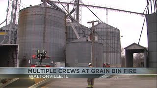 Grain bin fire in Waltonville IL [upl. by Relyc533]