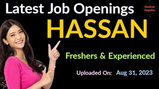 Hassan Jobs  Hassan Job Vacancy  Jobs in Hassan City  Customer Support Executive  310823 [upl. by Nylissej]