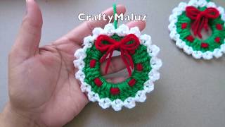 CROCHET TUTORIAL ♥ CORONA A CROCHET PASO A PASO  Corona Navideña quot Adornos de Navidad [upl. by Accemahs]