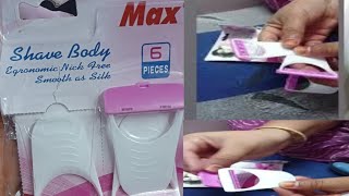 Max shave Body Razor REVIEW UNBOXING in Hindi Venus razor hand waxing shave RazorBody Hair Remove [upl. by Erdnassak]