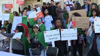 Algérie  à Tunis aussi on manifeste contre le 5e mandat [upl. by Ahsenwahs]