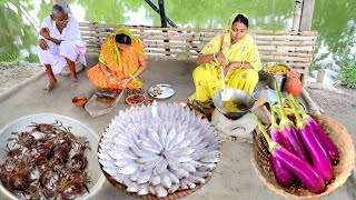 গাং মৌরোলা মাছের ঝাল আর তেলো কাঁকড়ার টক আজ দুপুরে রান্না করলাম সাথে জমিয়ে খাওয়া [upl. by Jacobson]