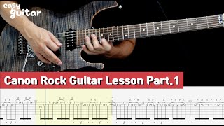 Jerry C  Canon Rock Guitar Lesson with Tab Part1 Slow Tempo [upl. by Aidole]