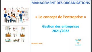 Management des organisations quotLe concept de l’entreprisequot OFPPT [upl. by Welles927]