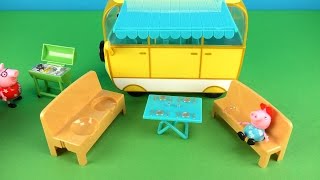 Pig Campervan playset toys unbox and play [upl. by Ennahgiel]