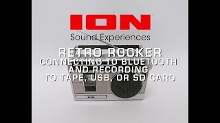 ION Audio Retro Rocker  Connecting to Bluetooth amp Recording to Tape USB or SD Card [upl. by Gyatt]