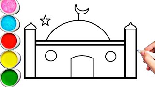 how to draw a masjid how to draw a masjid al aqsa how to draw a masjid step by step [upl. by Trebleht]