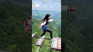 Bungee Jumping With Rope In Beautiful PlaceArent They Afraid travel funny bungee [upl. by Hertha]