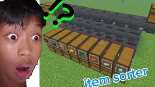 how to make an item sorter  minecraft 121 item sorter  MCPE [upl. by Aihsinyt]