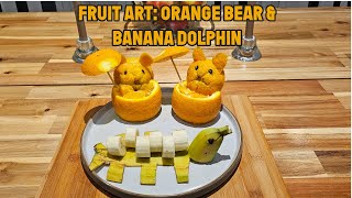 FRUITART ORANGE BEAR amp BANANA DOLPHIN ORANGE 🍊 BANANA 🍌 ASMR [upl. by Samella951]