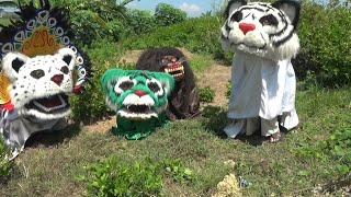 Barongan warnawarni berkumpul ada barongan hitam hijau tutul dan putih jalan santai [upl. by Maxwell]