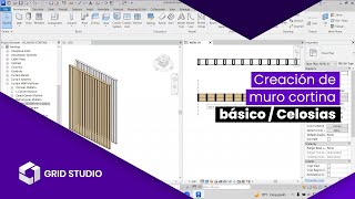 Tutorial de Revit  Creación de muro cortina básicoCelosías  Grid Studio [upl. by Luca576]