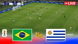 🔴LIVE  BRAZIL vs URUGUAY  World Cup 2026 Qualification  Ao Vivo Full Match  PES Game Simulation [upl. by Ymeraj]