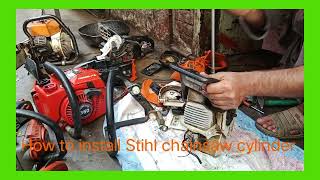 How to install a Stihl chainsaw cylindershort shorts [upl. by Nazus]