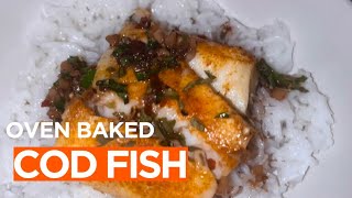 4 INGREDIENTS ONLY SIMPLE OVEN BAKED COD FISH FILLETS  EASY TASTY FISH RECIPE [upl. by Novehc]