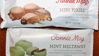 Fannie May Mini Pixies and Mint Meltaway Chocolate Bites Review [upl. by Novikoff550]