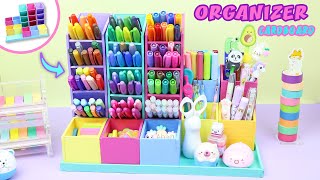 DIY COLORFUL ORGANIZER FROM CARDBOARD  More than 100 Markers and School Supplies aPasos Crafts DIY [upl. by Anirehtak]