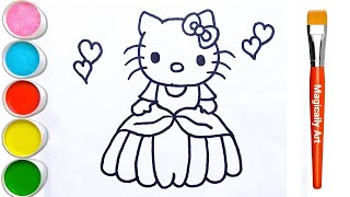 Kitty drawing painting and coloring for kids and toddlers easy drawing how to draw a Kitty [upl. by Cathi570]