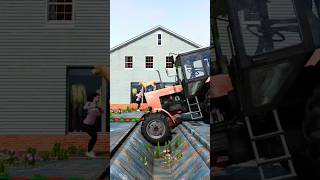 Loader Tow Chained Tractor vs Gutter short beamng beamngdrive beamngcrashes trucksvs [upl. by Akinajnat]