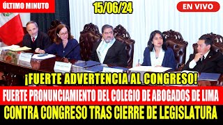 🔴 ¡ULTIMO MINUTO COLEGIO DE ABOGADOS DE LIMA SE PRONUNCIA CONTRA CONGRESO TRAS CIERRE D LEGISLATURA [upl. by Supat]