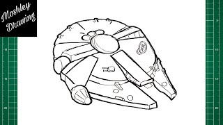 How to Draw Millennium Falcon  Star Wars Spaceship [upl. by Gayler]