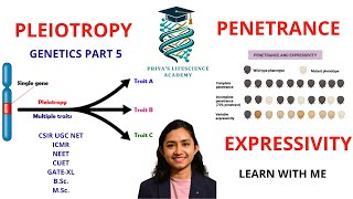 PLEIOTROPY  PENETRANCE  EXPRESSIVITY  INHERITANCE BIOLOGY  CSIR UGC NET  NEET  ICMR csirnet [upl. by Vevay]