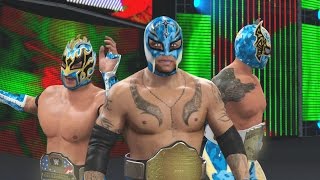 WWE 2K16 Mods  Super Lucha Dragons  Rey Mysterio Kalisto amp Sin Cara BLUE Camo Attires Mod [upl. by Castorina]