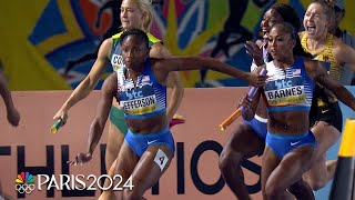 Melissa Jefferson leads USA in dominant womens 4x100m relay at World Athletics Relays  NBC Sports [upl. by Esinnej]