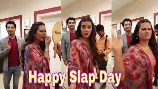 Kratika SengarSharad Malhotra And Amit Celebrate Slap Day On Kasam Tere Pyar Ki Set lSuhana Media P [upl. by Pride]