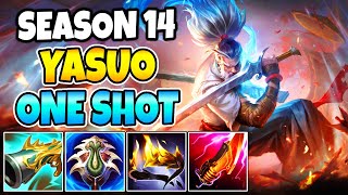 FULL BURST YASUO SEASON 14 NEW ITEMS FULL LETHALITY  FORESEEN YASUO ONESHOT  League of Legends [upl. by Sirroned]