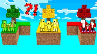 JJ Family vs Mikey Family vs Banana Kid Family on SKYBLOCK Survival in Minecraft Maizen TV [upl. by Hagai987]