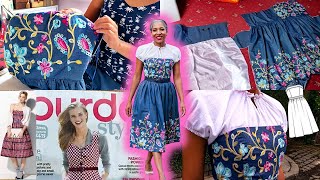 Burda 92014 129 Contemporary Dirndl  How to Sew Step by Step  Sew a Strapless Lined Boned Dress [upl. by Glaudia]