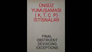 ünsüz yumuşaması ünsüz yumuşaması istisnalar final obstruent devoicing exceptions [upl. by Leumek]