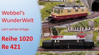 Elektrolokomotiven von Märklin auf der Modellbahn Re 421 Doppelpackung amp Reihe 1020 mit Güterzug [upl. by Ynohtnanhoj]