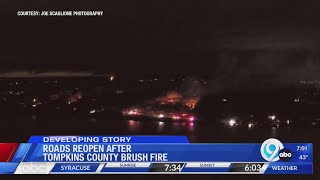 Roads reopen after Tompkins County brush fire [upl. by Jarrow]